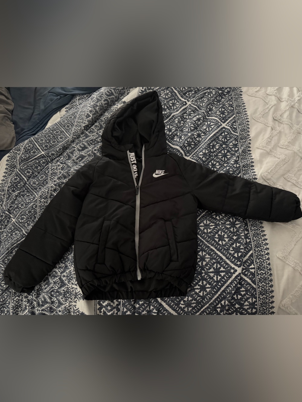 Nike Black Quilted Jacket with Hood